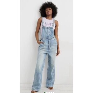 Aerie Denim Overalls Wide Leg Baggy Skater Women S Utility Cottage Farm Work